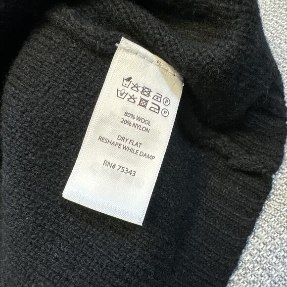 Tabitha Webb Poncho Sweater Womens Small Black Cable Knit Turtleneck Wool Blend - Picture 5 of 10